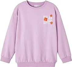 Name It Kids Girl's Injie Long-Sleeves Boxy Sweatshirt, 13 - 14 Years - Violet Tulle