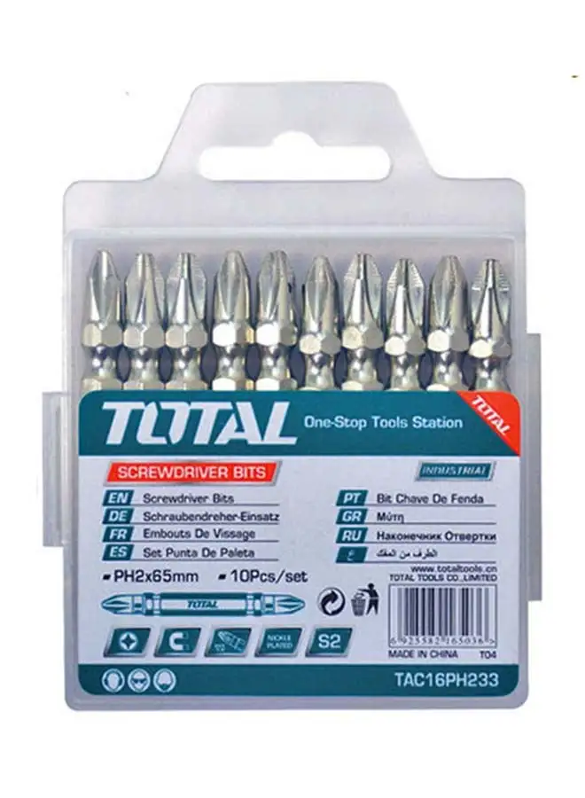 TOTAL Screwdriver Bit 10 Pieces Multicolor 65mm