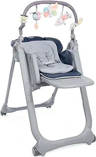 Chicco Polly Magic Relax Adjustable and Foldable High Chair for Baby with 4 Wheels, Children from Birth to 3 Years (15 kg), Reclining into a Deckchair, with Reducing Cushion and Play Bar - india ink