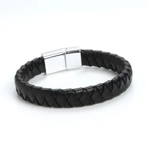 ‏Men's Bracelets -Metal Lock-Black