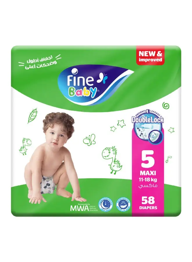 Fine Baby 58-Piece Diapers Maxi (Size 5) (11-18 KG)