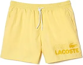 Lacoste Mens Quick Dry Swim Trunks with Integrated Lining,Color Yellow,Size XL