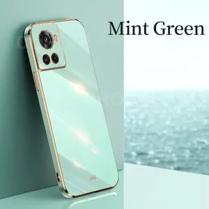 Case For OnePlus 10R Back Cover Luxury Slim 6D Plating Square Frame Casing -Light Green