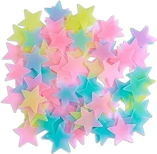 Amaonm 100 Pcs Colorful Glow in The Dark Luminous Stars Fluorescent Noctilucent Plastic Wall Stickers Murals Decals for Home Art Decor Ceiling Wall Decorate Kids Babys Bedroom Room Decorations