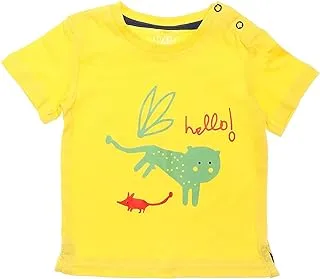 lovely land Boys yellow half sleeve shirt with chest design Modern