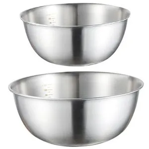 2PCS Stainless Steel Bowls Mixing Bowl with Scale Deep