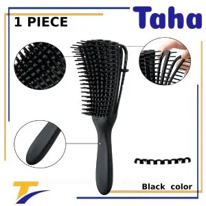 Taha Offer Flexible Hair Brush Detangling For Curly Hair 1 Piece Black Color