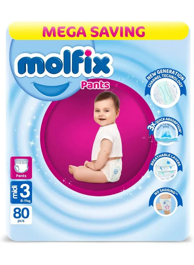 Molfix 80 Piece Diaper Pants Midi Mega Size 3