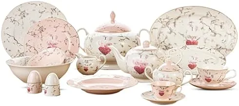 Lotus 1003196 Porcelain Alf Leila Dinner Set 60-Pieces, Multicolor