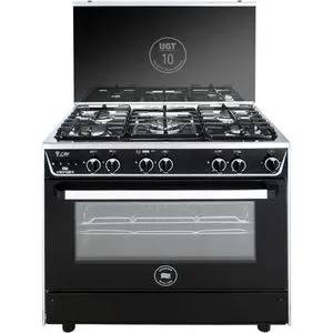 Unionaire C69SS-GC-511-CSF-2W-TS-AL  MAX 14 Digital Free Standing Cooker - 60*90 CM - 5 Cast Iron Burners – Black & Silver