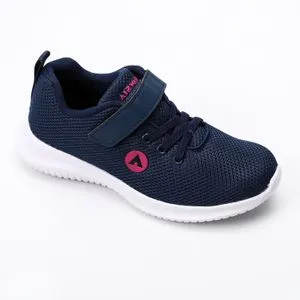 Air Walk Canvas Decorative Lace Up Girls Sneakers - Navy Blue