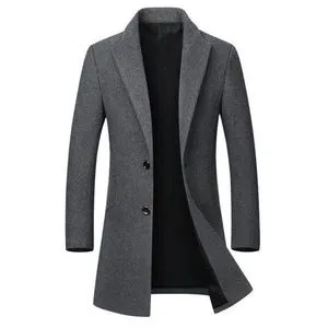 Fashion Men's Long Cotton Collar Trench Coat