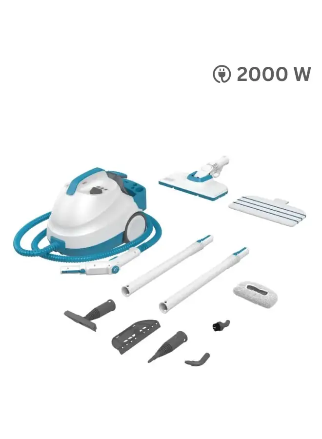 BLACK+DECKER Pressurized Steam Cleaner with 8 Accessories 2000 W BHSMP2008-GB White/Blue