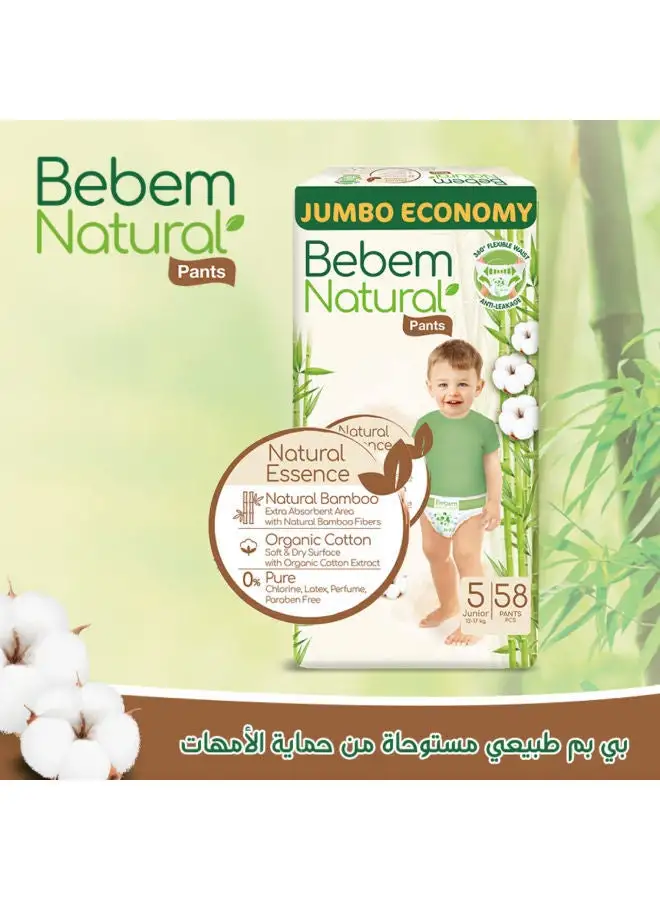 Bebem Natural Baby diaper Jumbo Pants Size 5 Junior 58 Piece