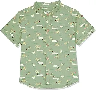 lovely land Boys Mini Islands Green, OffWhite & Red Baby Boys Buttoned Down Shirt Button Down Shirt