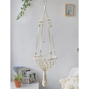 Cotton Linen Macrame Plant Holder, Handmade Macrame