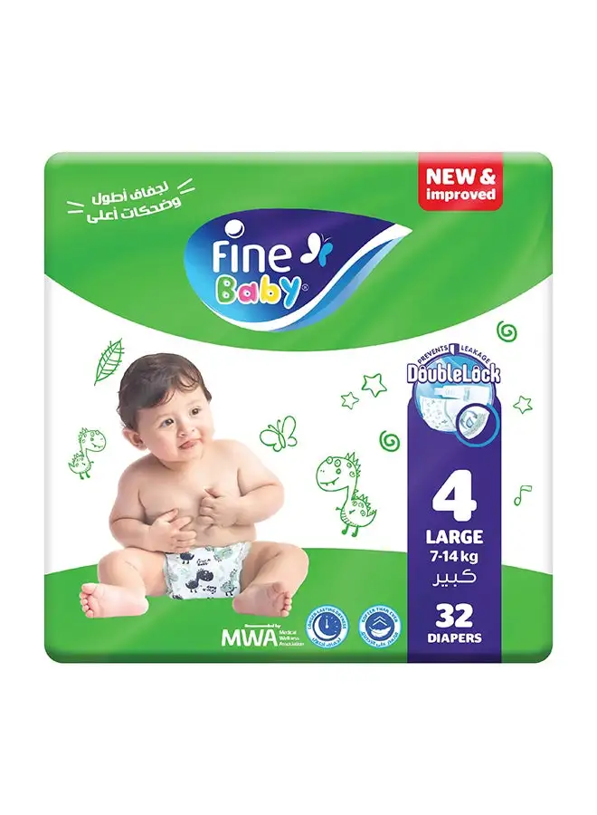 Fine Baby 32-Piece Diapers Large (Size 4) (7-14 KG)