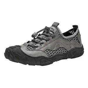 Fashion Men's Plus Size Mesh Breathable Hiking Shoes-Grey