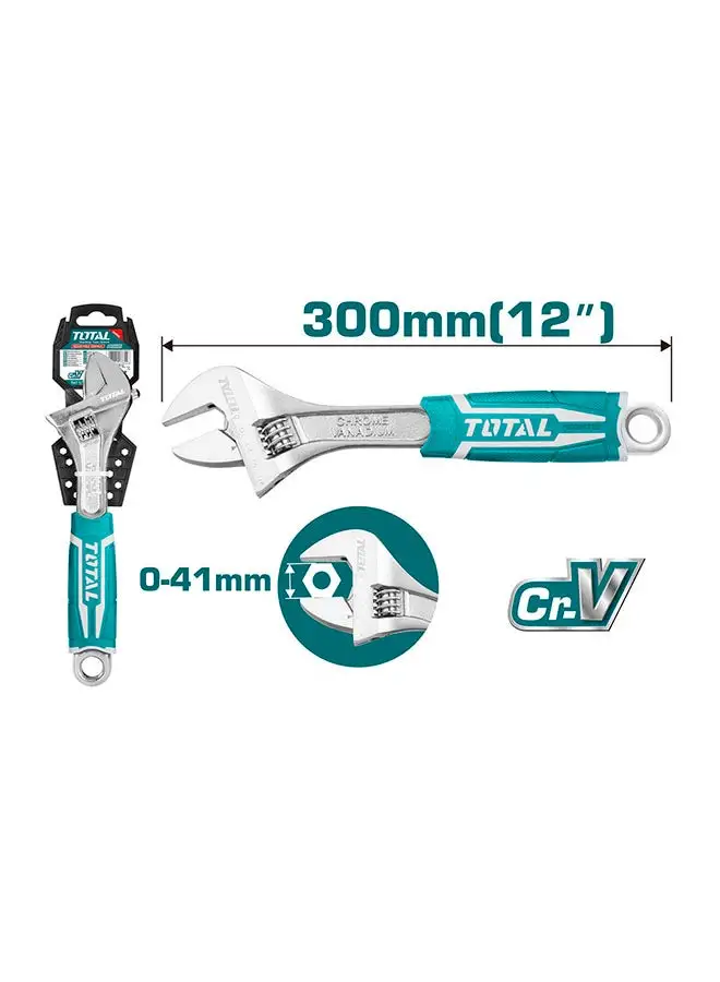 TOTAL Adjustable Wrench Teal/Silver 12inch