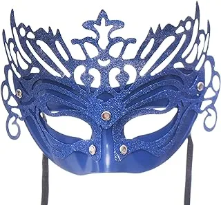 Plastic Mask Face Containing Glitter Design With Wear Comfortable And Add More Happy For Party - Blue