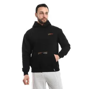 AlNasser Black Printed with Touch of Orange & Red Hoodie