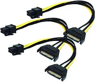 ELifeApply 3 Pack 15-Pin SATA Male to 6 Pin PCI-Express Female Video Card Power Adapter Cable