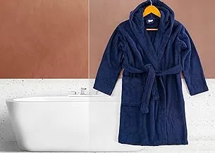 Jacquarddina Egyptian Kids Bathrobe in Navy (Royal Navy) - 100% Cotton, Quick-Dry - Soft and Absorbent for Home and Beach Use