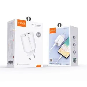 Vidvie ORIGINAL VIDVIE 2 Ports USB Charger 2.4 A PLE233، مع كابل مايكرو يو اس بي