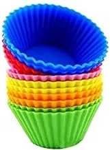 one year warranty_Small Family Silicone Cupcake Liners/Baking Cups - 12 Vibrant Muffin Molds in Storage