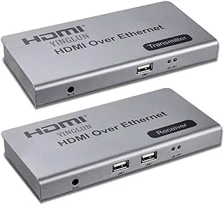 Microware 200 متر KVM 3D HDMI موسع Cat6 KVM عبر TCP/IP HDMI كابل تمديد فائق الوضوح 2. 0 مع إيثرنت يصل إلى 390 قدم يدعم 3D Full HD 1080P 2Pack مع المرسل والمستقبل