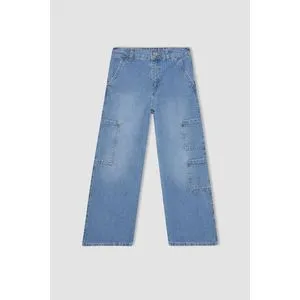 Defacto Girl Wideleg Cargo Denim Trousers