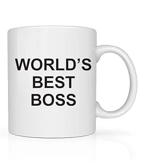 Rapoza Collective - كوب The Office WORLD'S BEST BOSS، كوب سيراميك للقهوة أو الشاي 11oz330ml)، كوب شاي القهوة، Taza La Officina، كوب مضحك، كوب هدية، كوب كوميدي