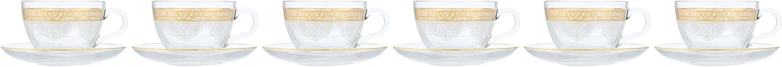 Massar Set of 6 Pcs Tea Cups And Saucers (Gold) new