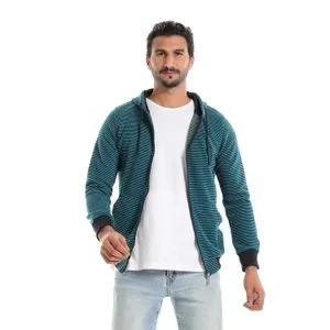 Caesar Mens Stripped Hoodie With Zipper