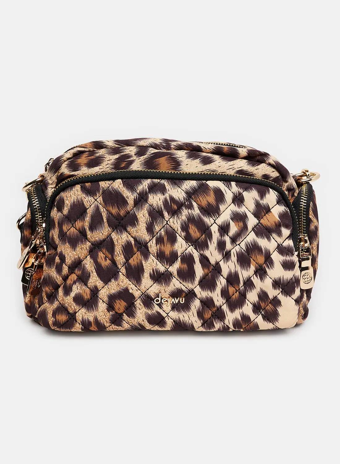 DejaVu Leopard Pattern Multi Pockets Cross Body Bag