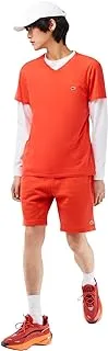 Lacoste Mens V-neck Pima Cotton Jersey T Shirt, Orange, M