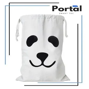 Cute Cartoon Canvas Drawstring Storage Organizer Bag For Children Room