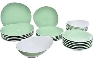 Tunisie Tu-820Lg-Setset Of 25 Pieces Of Porcelain Island Dinner Set (6 Dinner Plates (27Cm), 6 Dessert Plates (22Cm), 6 Deep Plates (21Cm), 6 Bowls (18Cm), 1 Salad Bowl (26Cm)) - Green