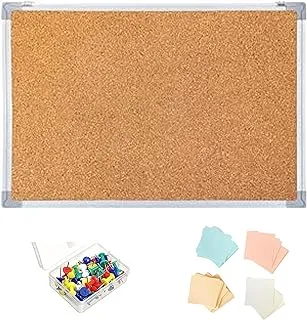 Cork Board 45x60cm + 200 Colorful Papers + Push Pins