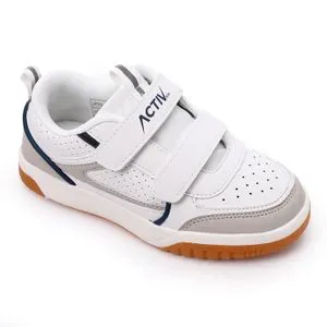 Activ White Kids Sneakers With Touches Of Navy Blue