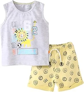 SIKA Boys Set of 2 Pieces Sleeveless T-Shirt&Short Printed Jungle Set of 2 Pieces Sleeveless T-Shirt&Short