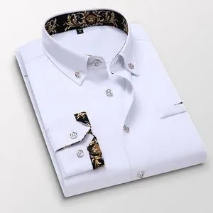 Fashion Men's High Quality Shirt Slim Fit Trendy Business Casual Shirt White