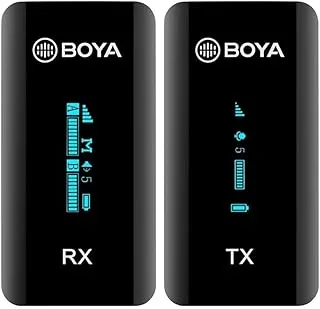 ميكروفون Boya BY-XM6 K1Wireless Lavalier by-XM6 K1 2.4G ميكروفون احترافي مدمج مع حقيبة شحن قابلة لإعادة الشحن لأجهزة iPhone/iPad/Android/Camera-7HR وشاشة LED بمدى 328 بوصة