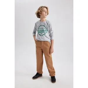 Defacto Boy Regular Fit Crew Neck Knitted Long Sleeve T-Shirt.