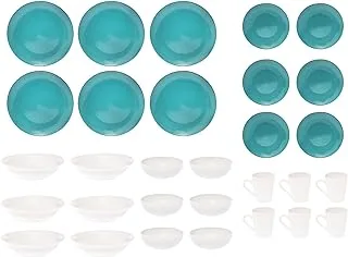 Neoklein Dinner Set 30 Pieces, White/Matt Turquoise