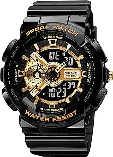 MF MINI FOCUS Skmei Sport Heavy Duty Water Resistant Sport Watch with LED Backlight Display and Dial Machine 1688 (Black and Gold)