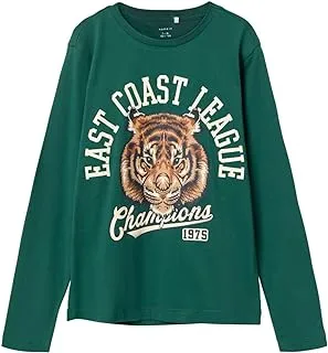 Jack & Jones Name It Kids Boy's Rico Long-Sleeves T-Shirt, 7 - 8 Years - Rain Forest