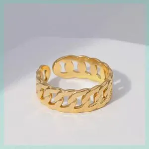 Free Size Gold Plated Stainless Steel Ring