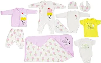 Jockey M M Cotton Set Of 10 Pieces Printed Ice Cream For Girls-Multicolor-0-3Month