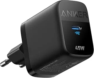 شاحن Anker 313 بقوة 45 واط USB C فائق السرعة، شاحن Anker Ace PPS السريع يدعم الشحن السريع للغاية 2.0 لهاتف Samsung Galaxy S23 Ultra/S23+/S23، S22/S21/S20/Note 20/Note 10، أسود